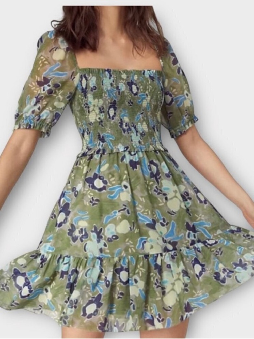 Aritzia Wilfred Laken Short Sleeve Floral Dress